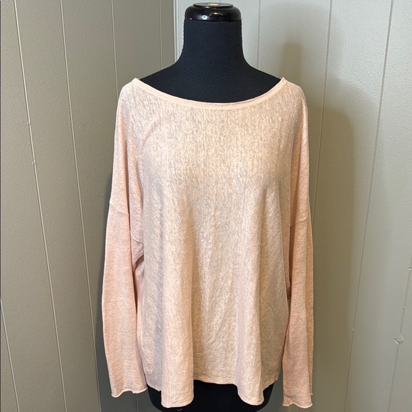 Eileen Fisher Women’s Large Linen Pink Oversized Sweatshirt with Relaxed Fit - Picture 1 of 5